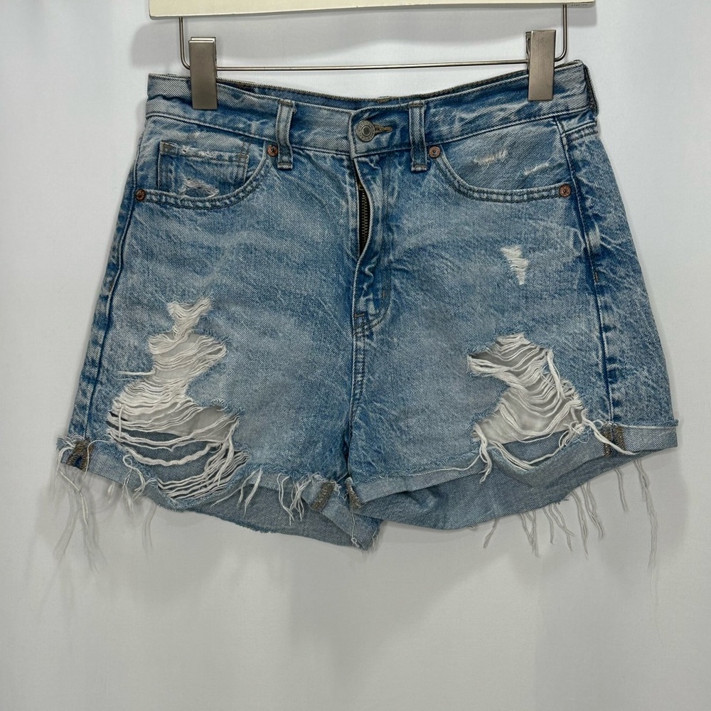 American Eagle Ripped High Rise Mom Shorts